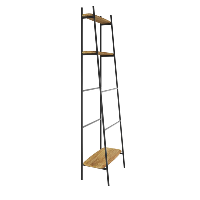 Lonon 3 Freestanding Towel Stand, Natural Oak Wood/Black
