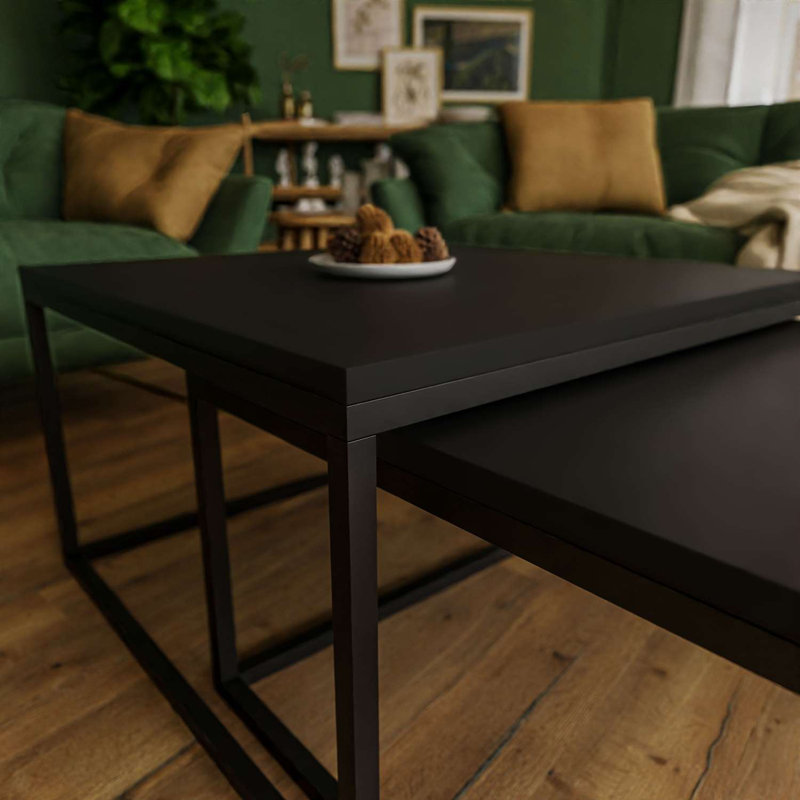 Coffee table Yoshi 2in1 white/black matt, Black Matte