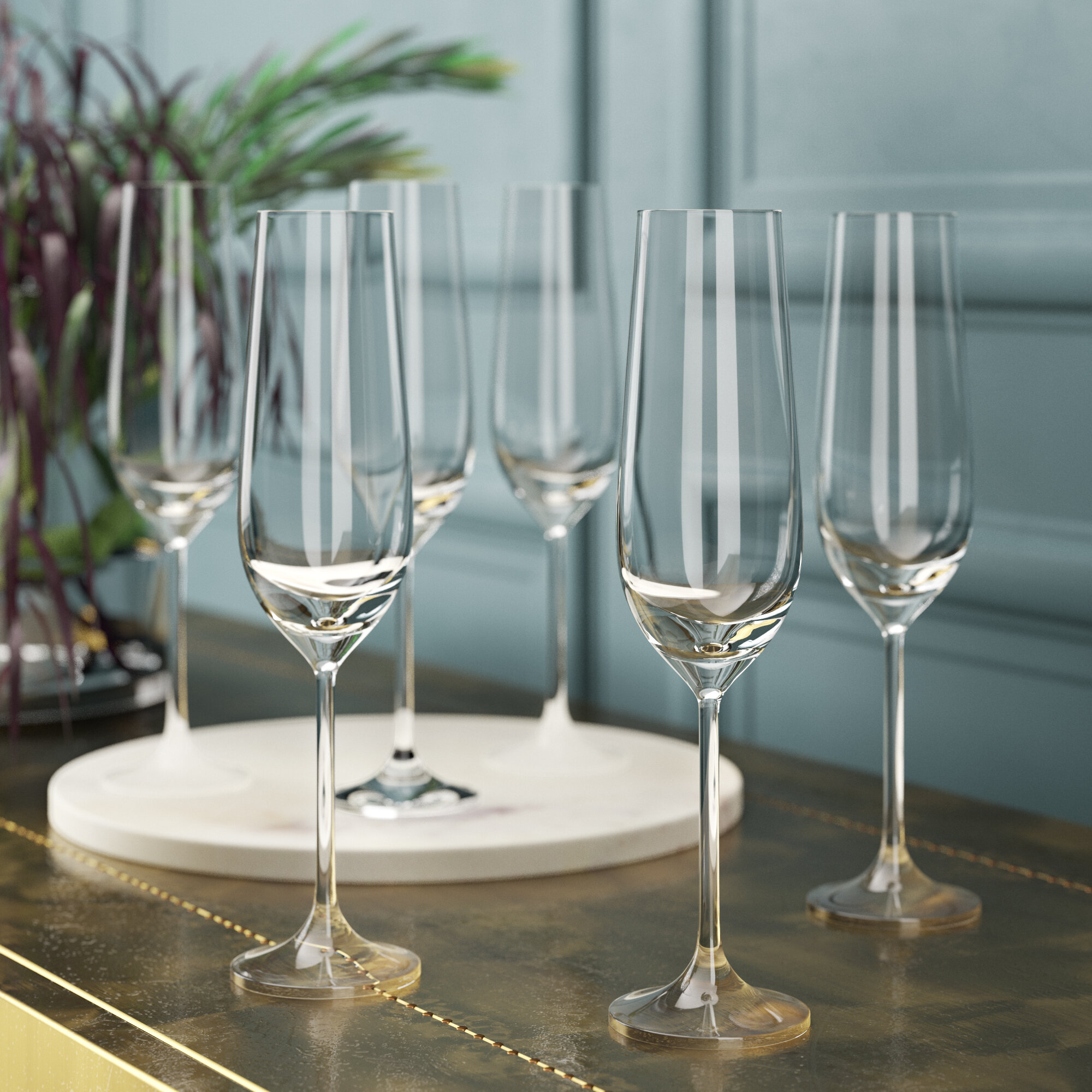 Lucaris crystal glass champagne flutes (five styles in total