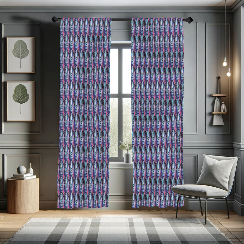 Multicolore, ensemble de rideaux abstraits Ambesonne, plumes rayées colorées, 28 po, L 28 po x L 63 po