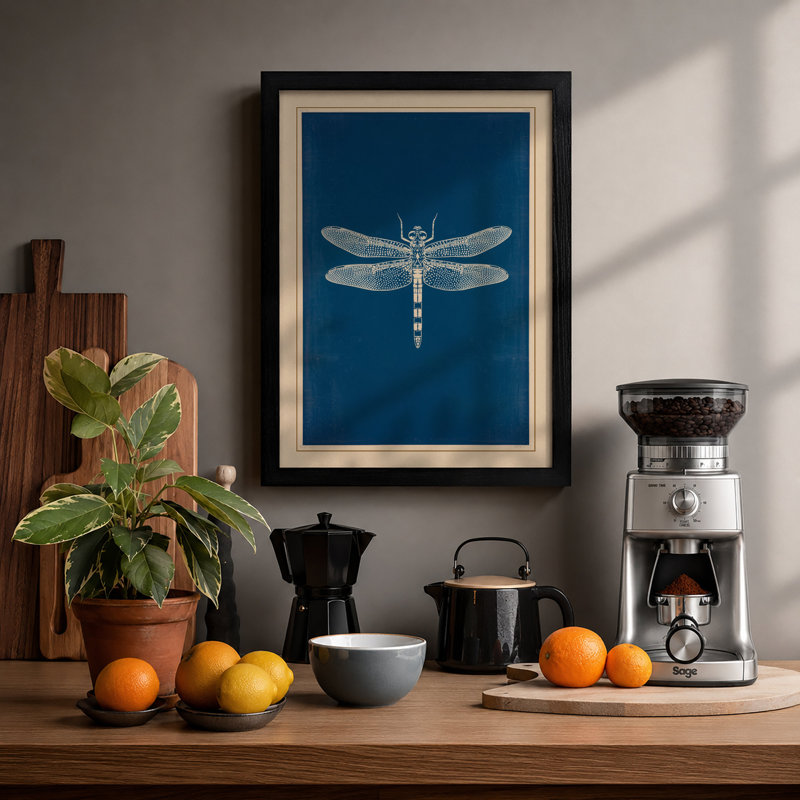 Dragonfly Study Minimalist - Print, Black, A4 - 29.7 x 21.0 cm