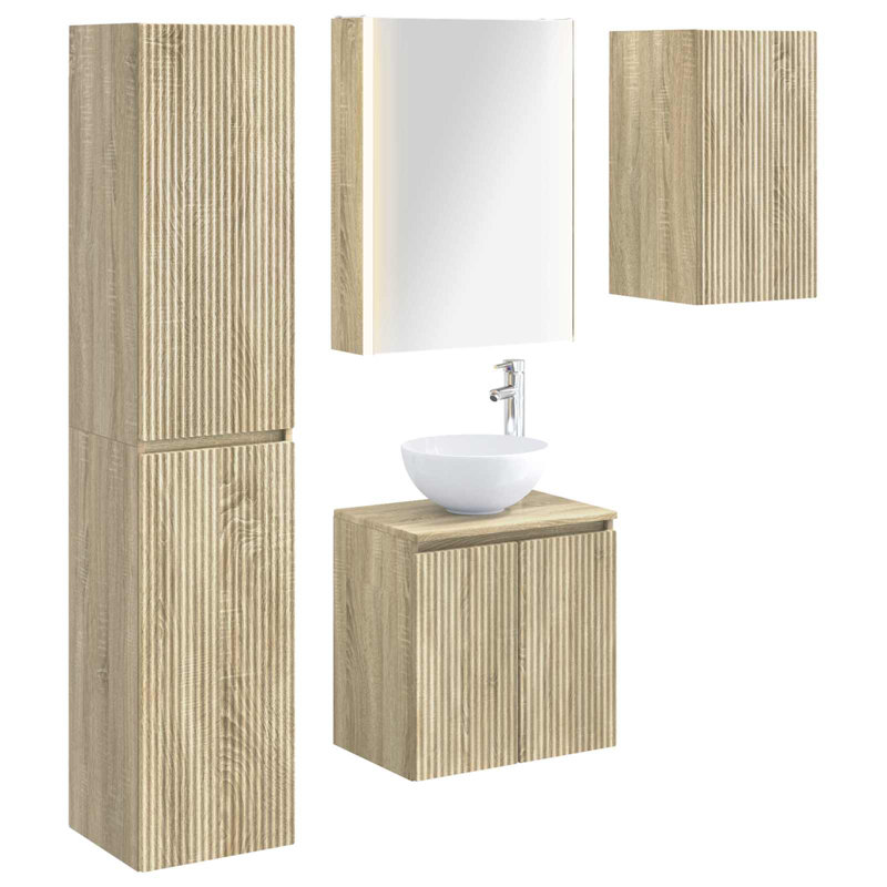 Vanity & Mirror Set, Sonoma Oak