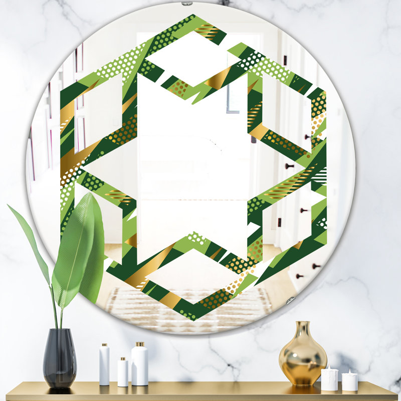 Hexagon Star Triangular Design I Eclectic Frameless Wall Mirror, 31.5" H x 31.5" W