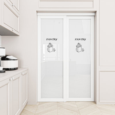 80" Frosted Glass Pantry Door with Hardware Kit