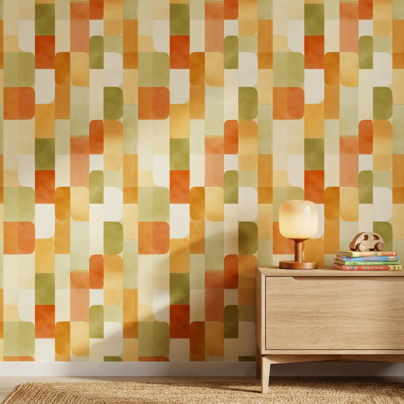 Décoration murale amovible de style rétro Mid-Century, Non tissé, non collé