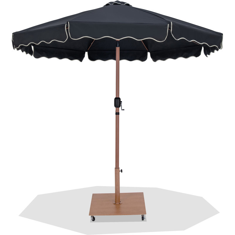Ensemble de parasol en aluminium avec passepoil Amalfi, Brun, Noir