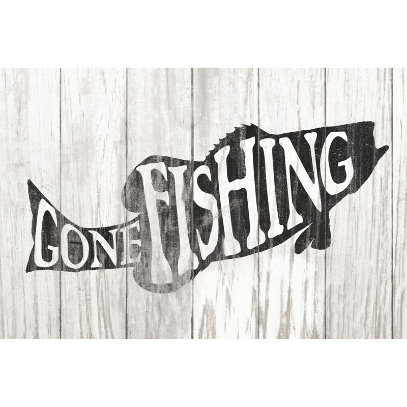 " Gone Fishing Sign " by Wild Apple Portfolio, 8" H x 12" W x 1.25" D