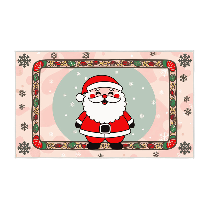 Tapis de vacances d'hiver de Noël lavable The Holiday Aisle®, Rectangulaire 8 pi x 12 pi
