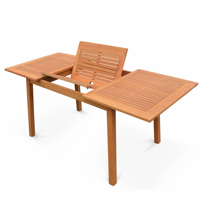 Dancy Rectangular Eucalyptus Extendable Outdoor Dining Table With Umbrella Hole , cm W 100cm cm D, 75cm H x 240cm L x 100cm W