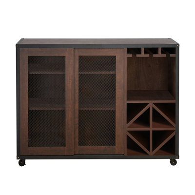 Buffet de rangement coulissant avec porte-bouteilles et roulettes Pha Pha