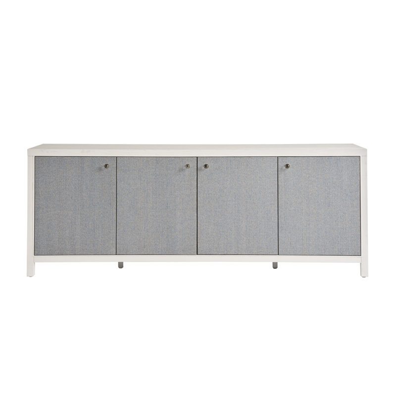 White and Seagrass 85'' Coastal Credenza