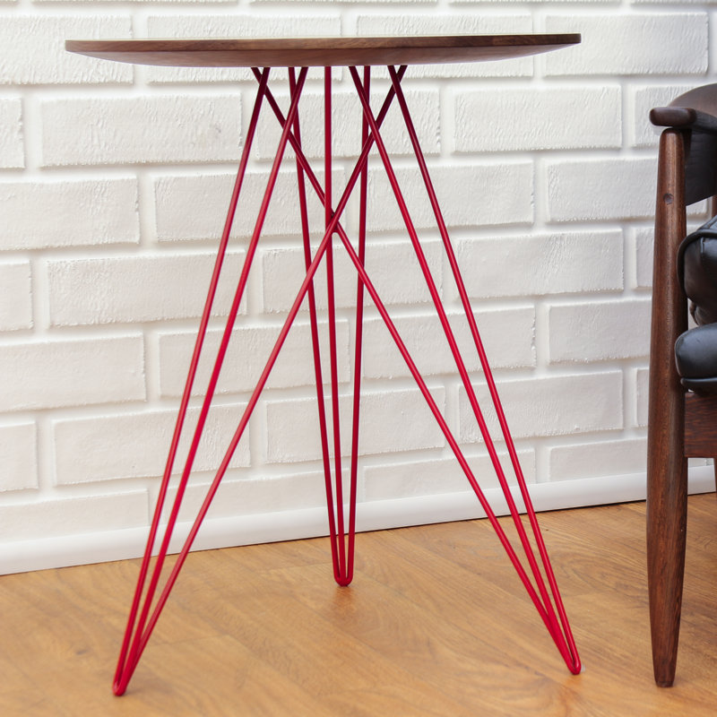 Hudson Solid Wood Top End Table, Red, Walnut