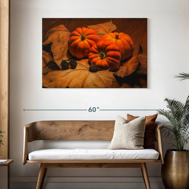 Yarlin Pine Cones And Pumpkins, 30" H x 45" W