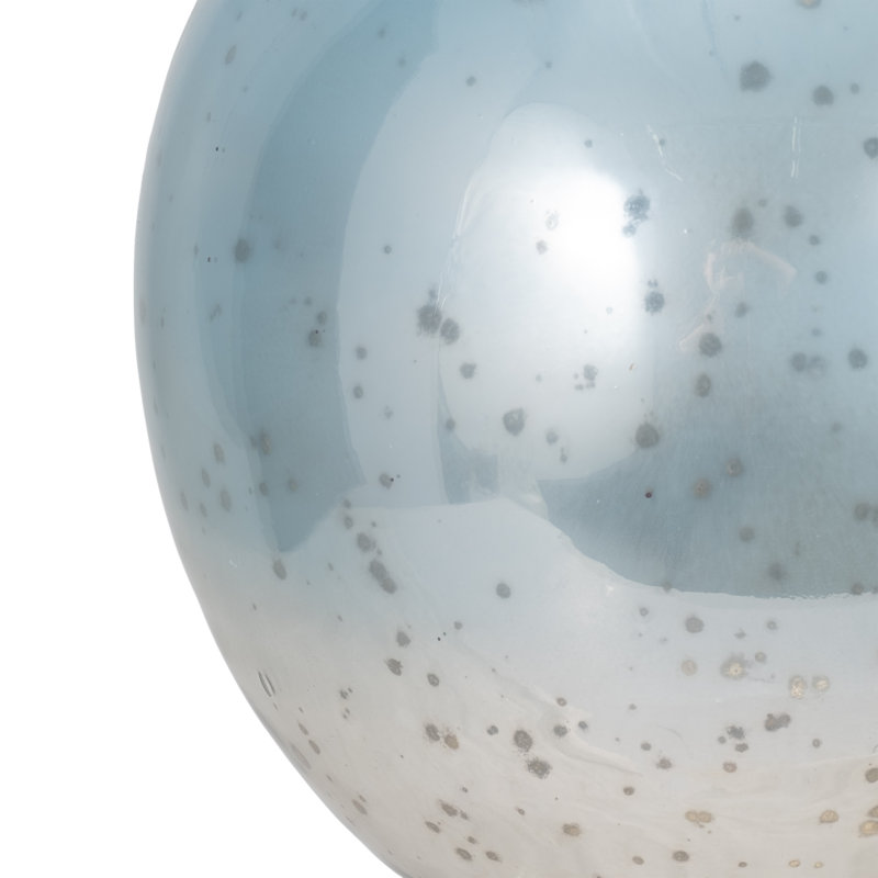 Modern Glas Bowl Candle Holder with Marble Base - Decorative Pillar Candlestick Holder for Dining Tabletop or Home Decor - Blue & White