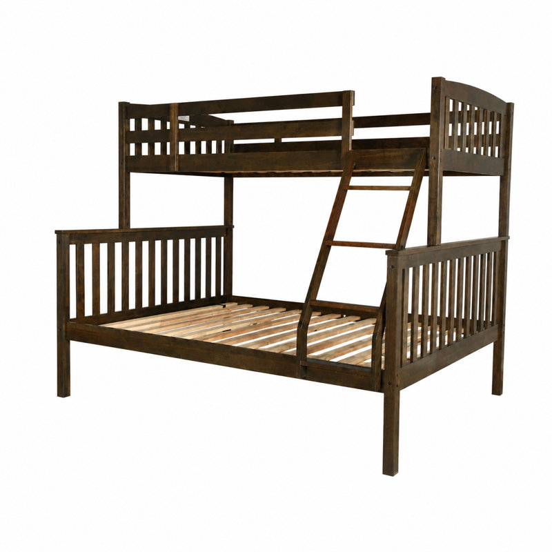 Blumberg Twin Over Twin Solid Wood Standard Bunk Bed by Viv + Rae, Mattresses Not Included, Rustic Brown, Twin Over Full