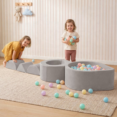 Bassin pour enfants en forme de larme, piscine pour tout-petits en mousse à mémoire de forme, utilisation intérieure et extérieure, gris clair