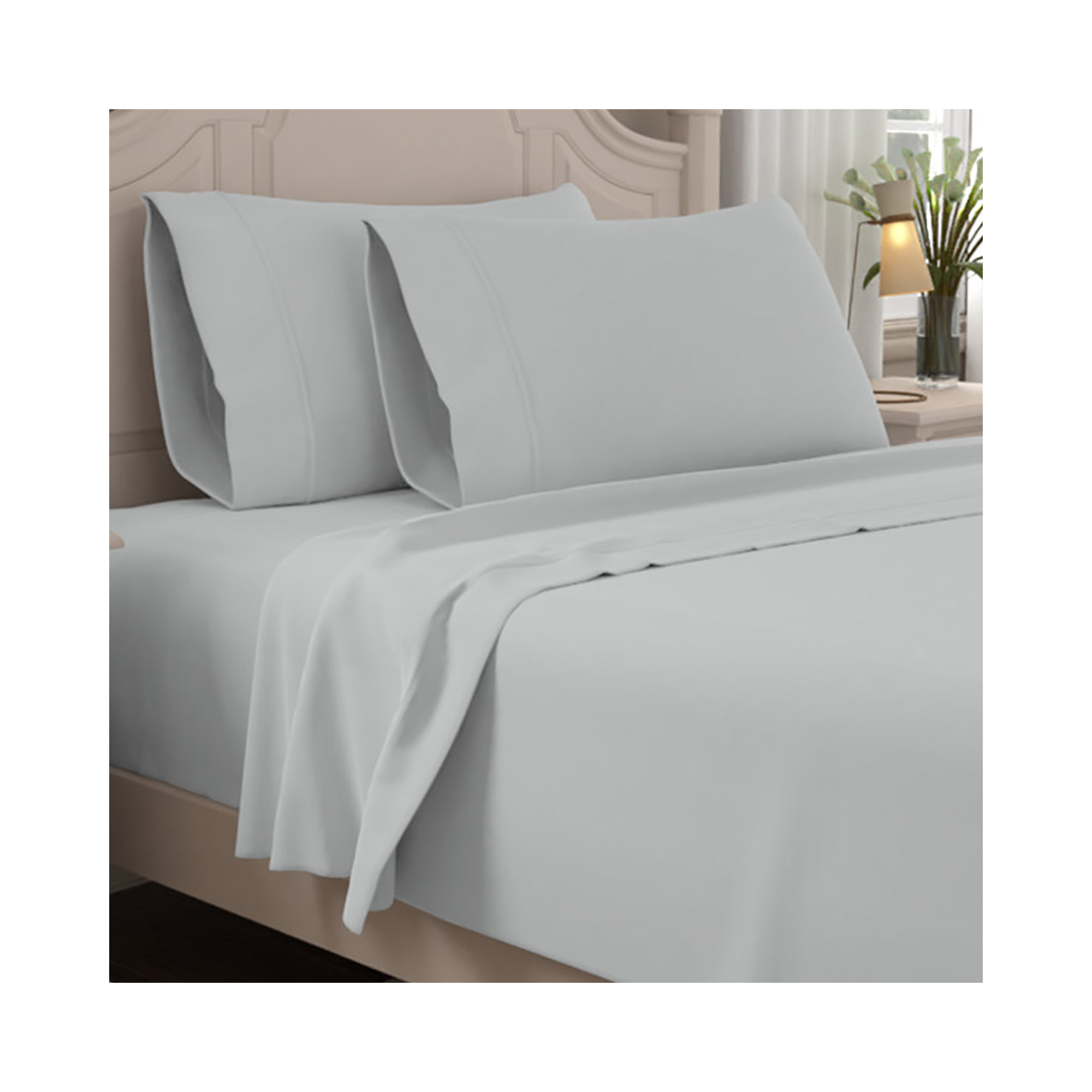 Ultimate Percale 100% Cotton 400TC Cool & Crisp Sheet Set, Light Gray, Full Sheet Set with 2 Pillowcases