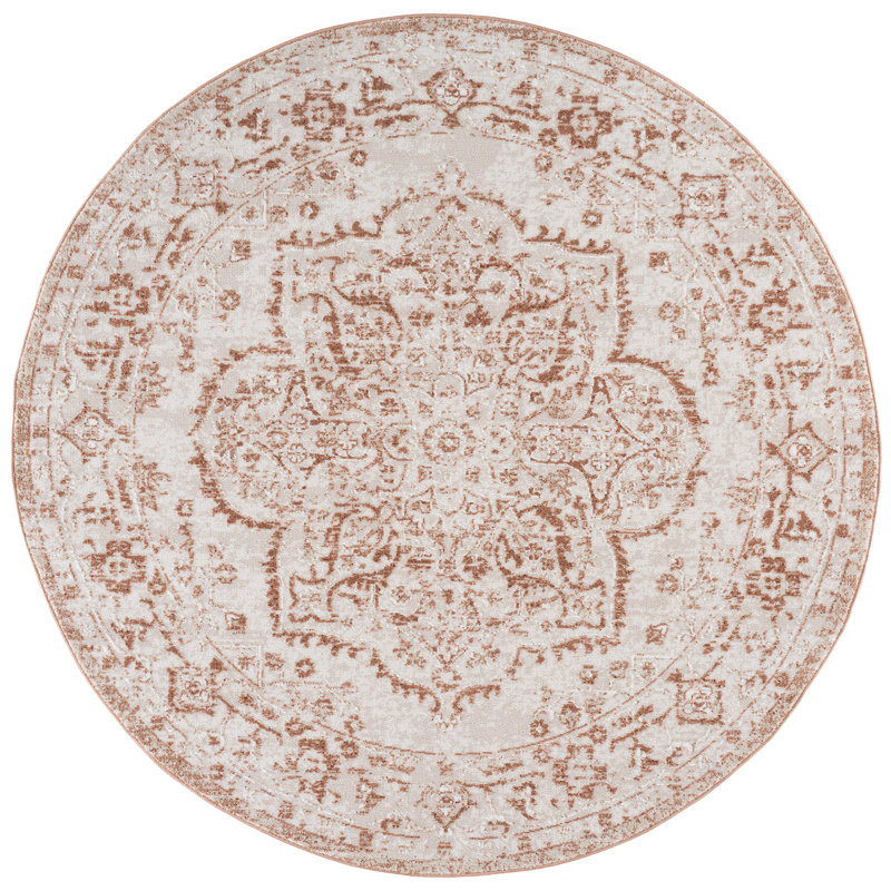 Chamber Power Loom Performance Oriental Indoor Rug, 6'-7" x 6'-7" Round