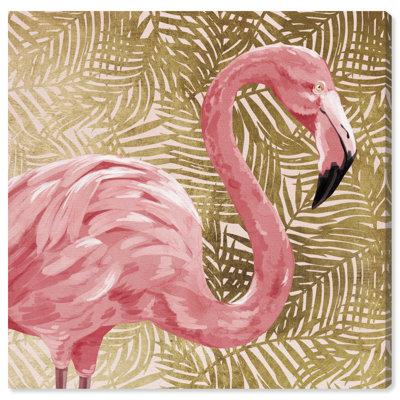 «Flamingo Profile Gold», peinture sur toile