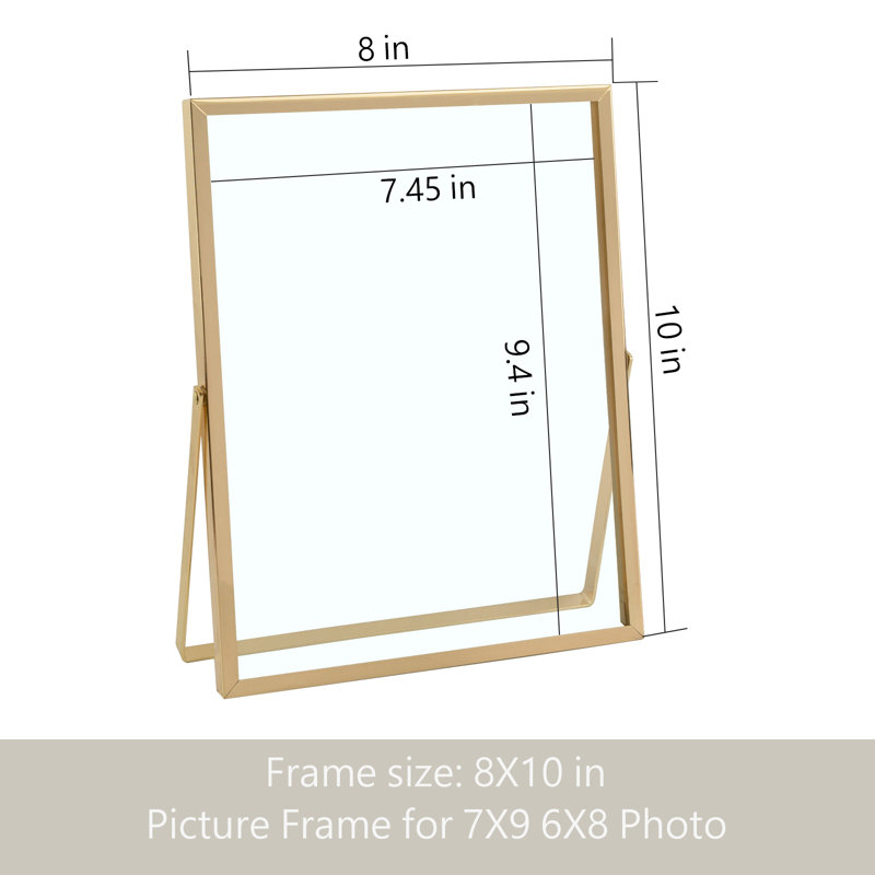 Cadre flottant en métal avec verre véritable, 8 po x 10 po, Or