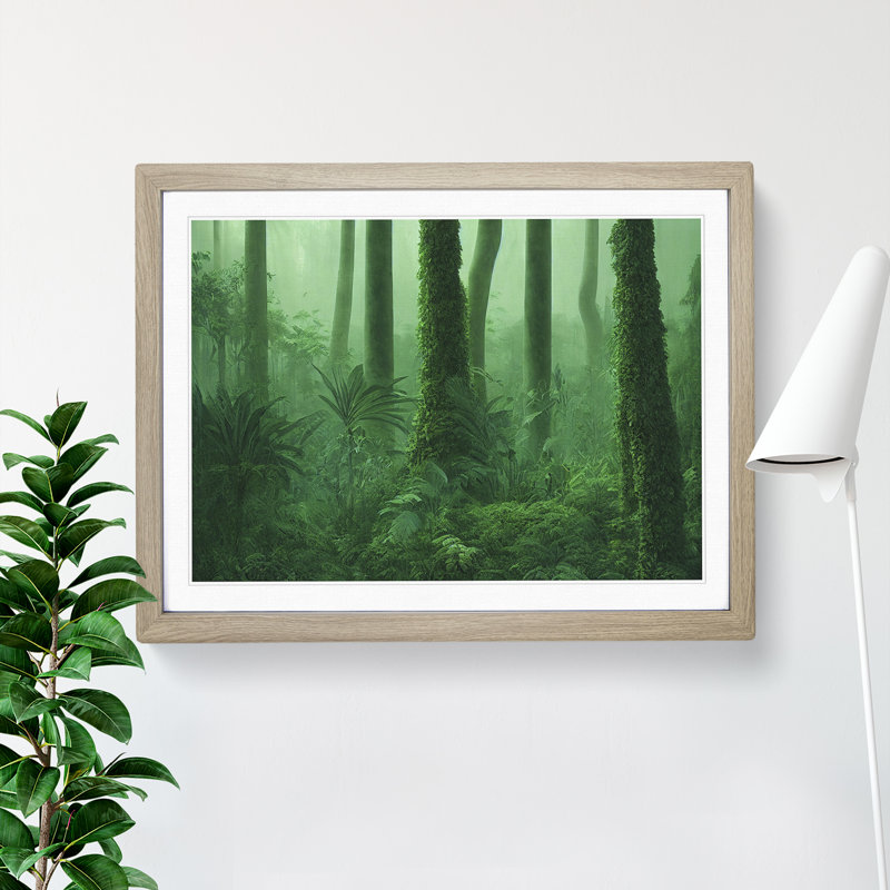 Deep In The Jungle Vol.4 - Single Picture Frame Print, 34cm H x 46cm W x 2cm D, Oak
