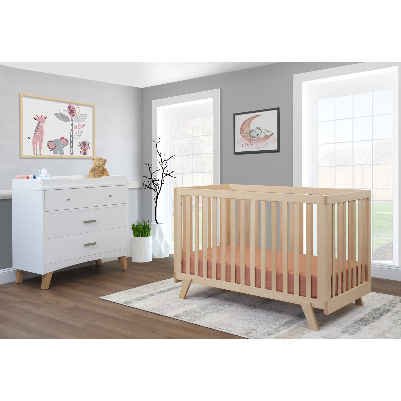 Luce 2-in-1 Convertible Crib, Natural Wood