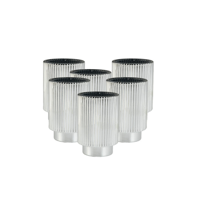 5'' H Glass Tabletop Votive Holder, Silver