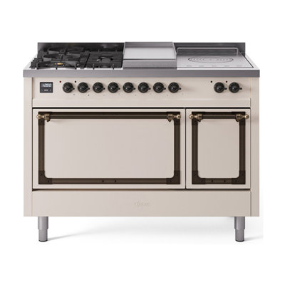 ILVE Nostalgie II Noblesse 48 in Dual Fuel Range, 5 Burner, Griddle, Frenchtop