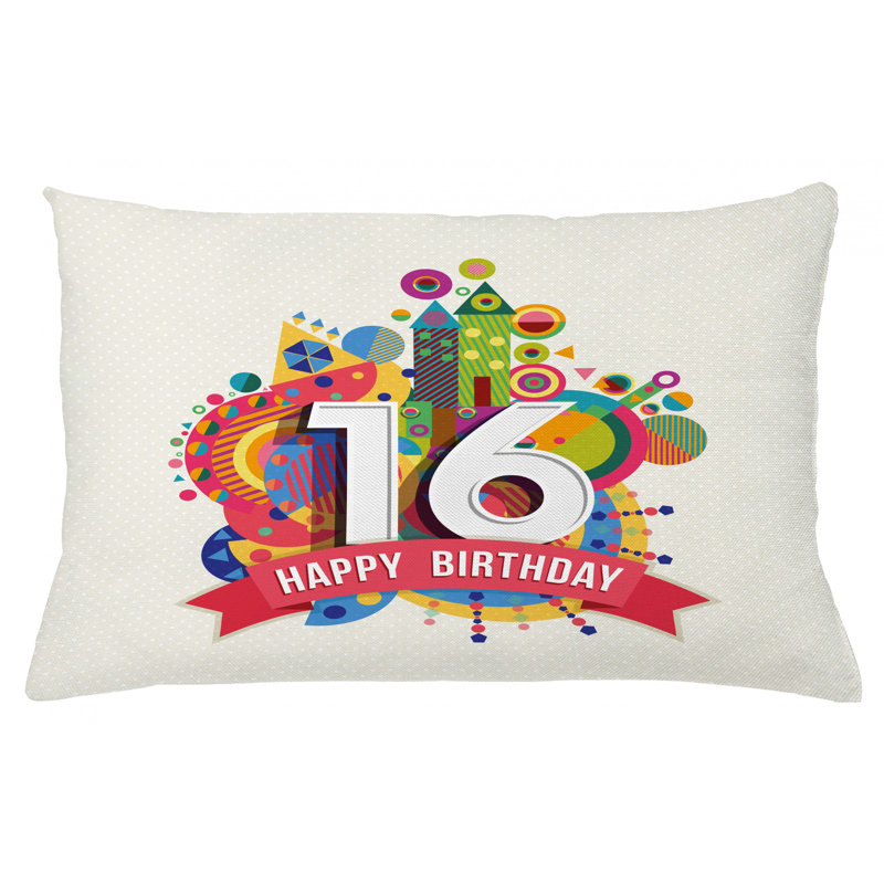 Housse de coussin lombaire d’intérieur/d’extérieur seizième anniversaire, 16 po x 26 po