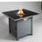 30" W Steel Outdoor Fire Pit Desk 25" H, Gray Modern Design, Gas, Push Button Ignition, Heat Smoked Glass, Year-round Exterior Use H Coffee Table W, Modern, Glass Surface, Propane/natural All Season