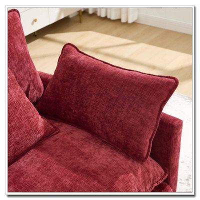 Modern Accent Chair with Ottoman, Plush Chenille Upholstery, and Solid Wood Frame