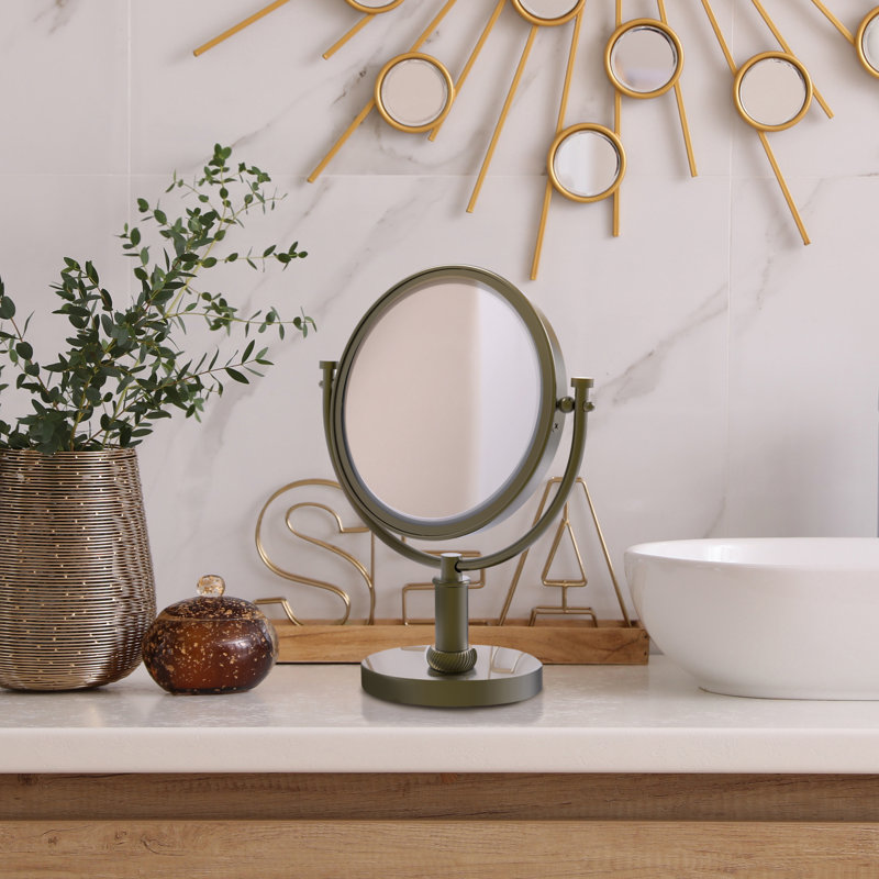 Miroir de table/rasage moderne moderne & meuble-lavabo top Mooresville, Laiton antique, 2X
