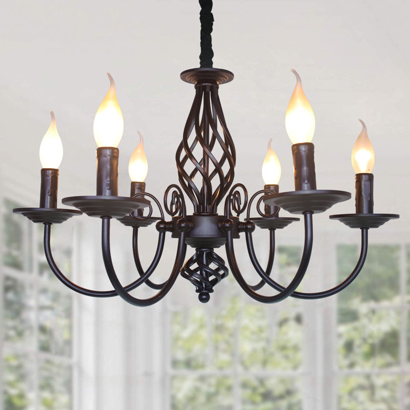 Lustre classique / traditionnel à 6 lumières à intensité variable Dirksen, Noir