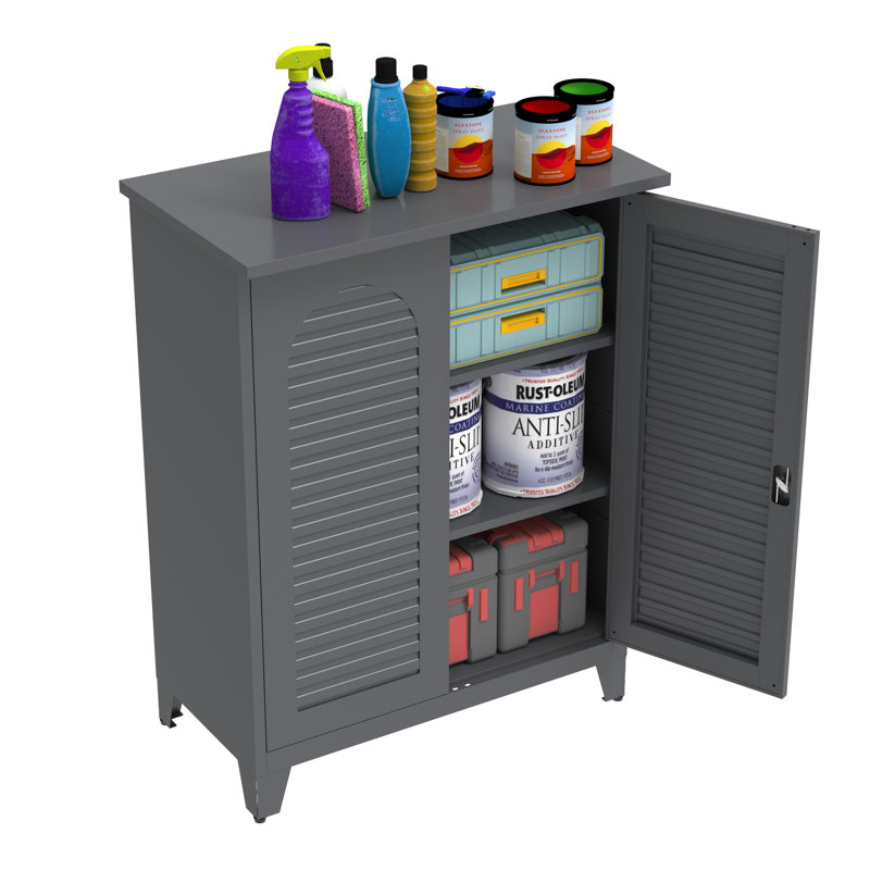 47-Inch High Slate Metal Tool Storage Cabinet - Spacious Storage Space For Garages, Warehouses, Gardens, Offices, Living Rooms, Bathrooms, And Utility Rooms.