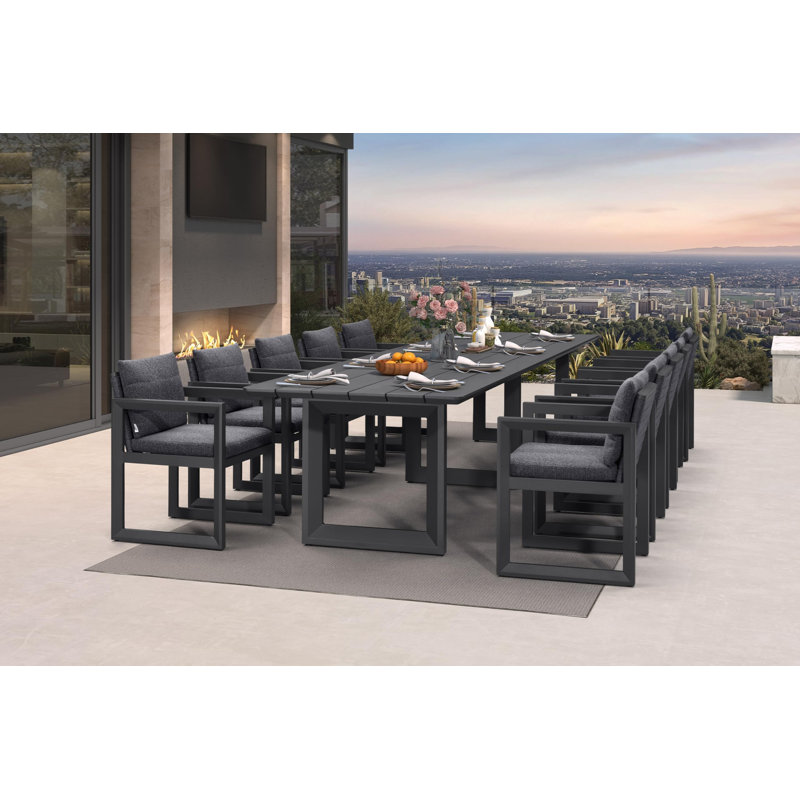  Outdoor Dining Set For 12 Aluminum Extra Long Patio Furniture Table And Chairs Set With All Weather Thick Cushion Rectangular Patio Dining Sets