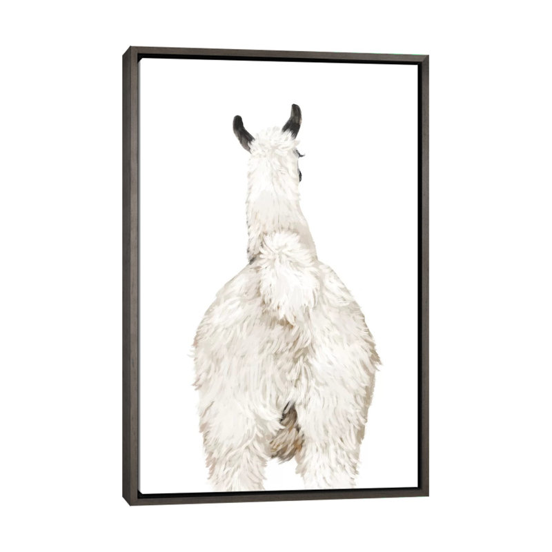 Art du lama, H 26 po x l 18 po x P 1,5 po, Toile encadrée de bois rustique foncé