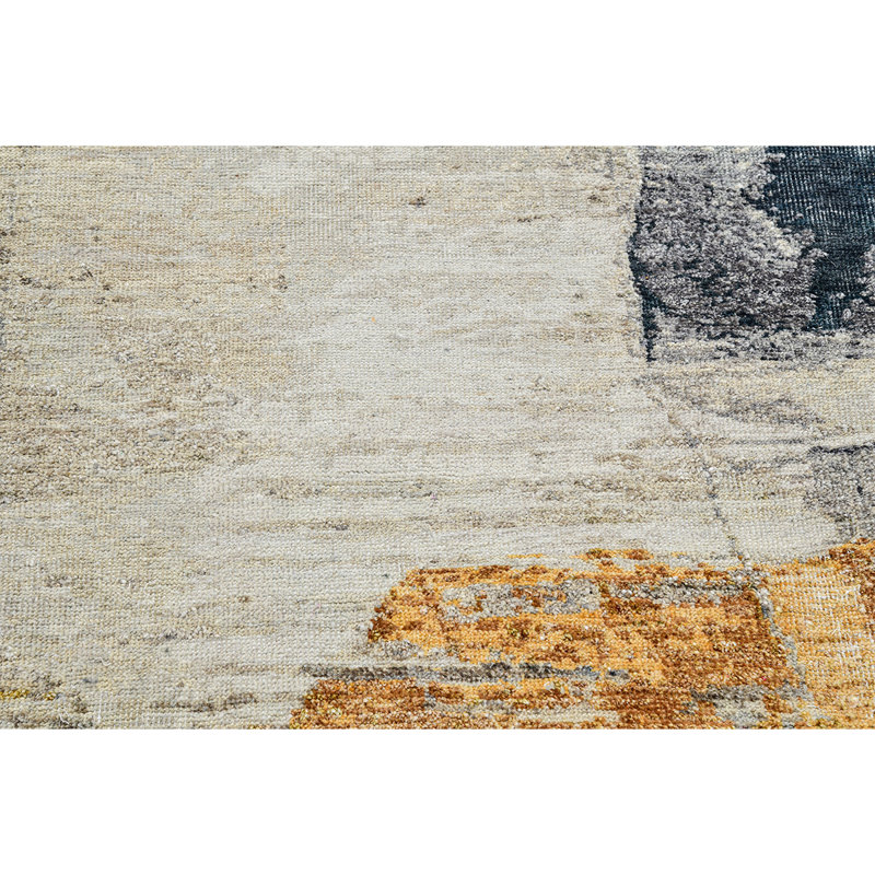 Abstract Area Rug in Gold, Rectangle 10' x 14'