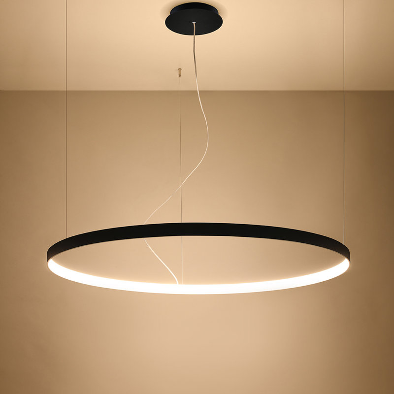 1 - Light LED Geometric Pendant, Black, 3000K, 150cm H x 110cm W x 110cm D