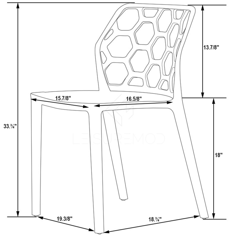 Jakubowski Dynamic Modern Plastic Dining Side Chair with Honeycomb Design, Transparent Orange