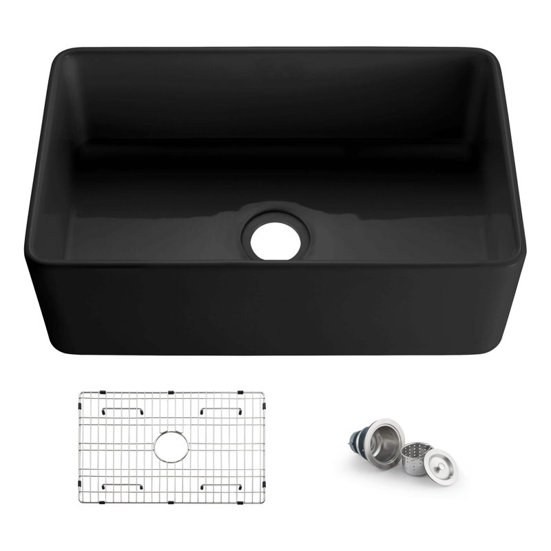 Single Bowl Fireclay Kitchen Sink, 18" H x 30" W x 10" D