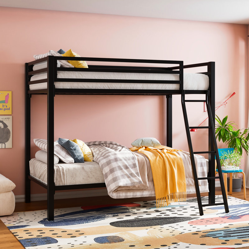 Labounty Twin Over Twin Standard Bunk Bed, Black