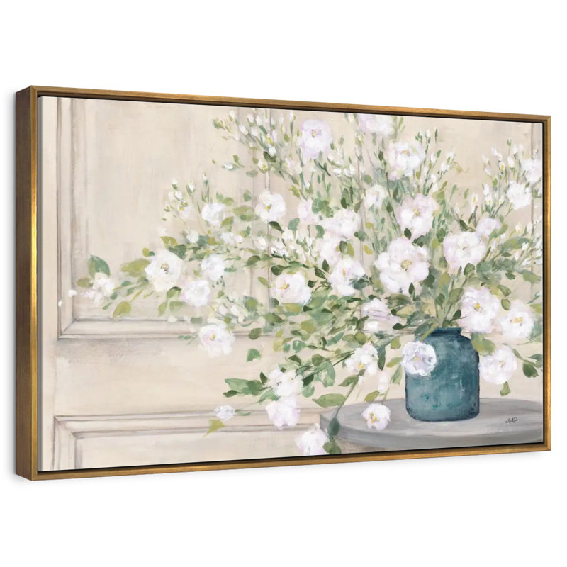 Bouquet blanc, 19 po x 13 po, Cadre flottant doré