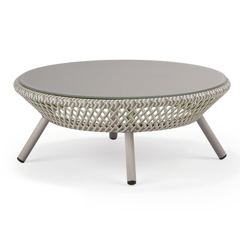 Ahnda Outdoor Round Coffee Table, White Quartz, Lipari