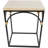 Loeffler Metal Arched Side End Black Accent Table with Wood Zig Zag Patterned Top and Rattan Accents