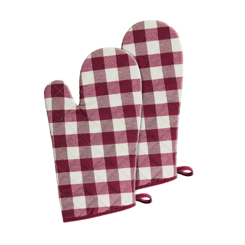Woven Trends: accessoires de cuisine moderne Buffalo, gants de cuisine 7 po x 13 po, bourgogne, Marron