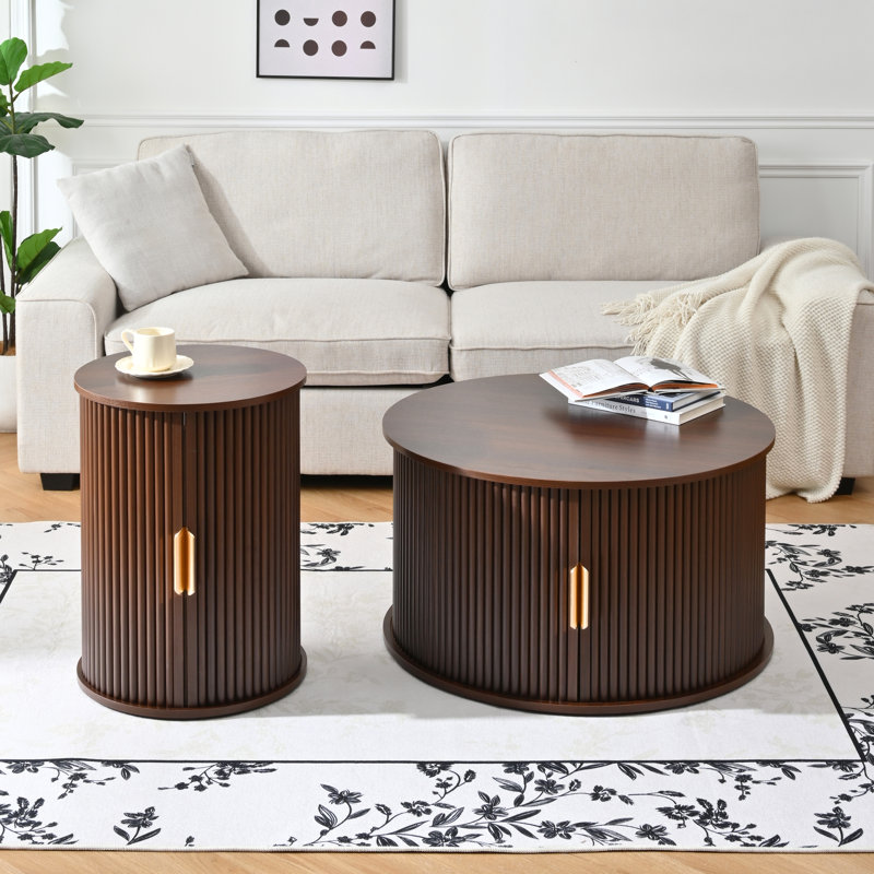 2 - Piece Round Coffee Table Set, Walnut