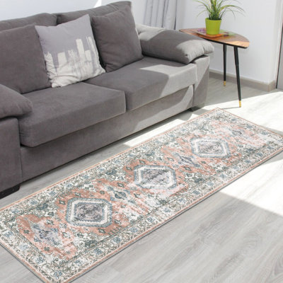 Tapis persan à motif médaillon lavable pour chambre à coucher, salle à manger, salon et couloir