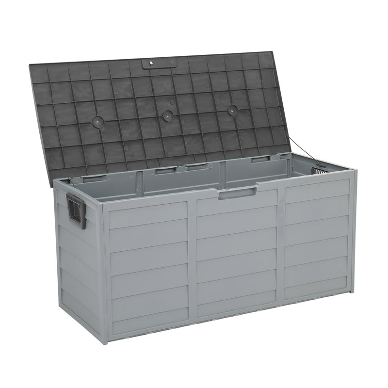 75 Gallon Plastic Deck Box with Wheels, Gray