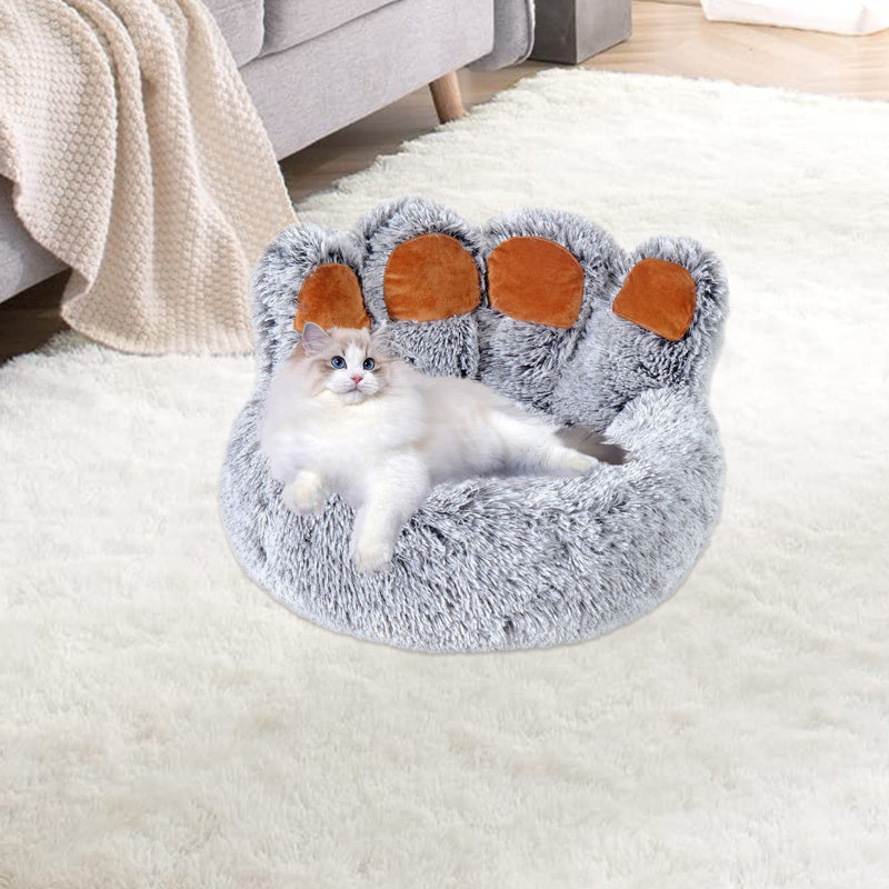 Coussin douillet en fausse fourrure 19,7 x 19,7 x 3,9 po Calming Dog, Gris foncé