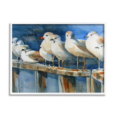 " Coastal Sandpiper Birds Beach Boardwalk Railing " by MB Cunningham